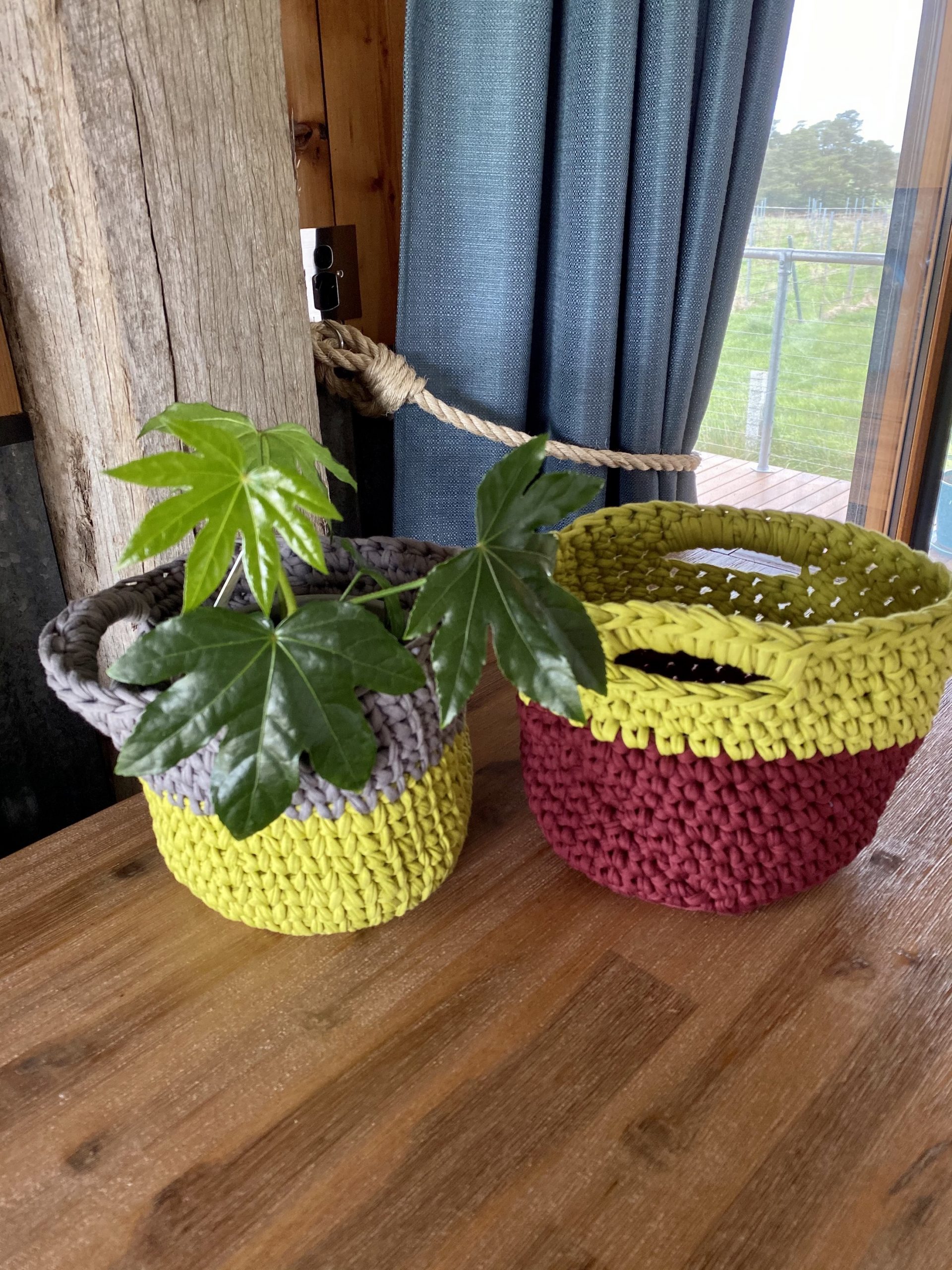 Crochet Basket with Handles