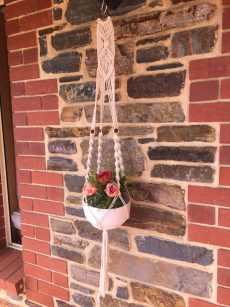 Macrame Beaded Plant or Bowl Hanger