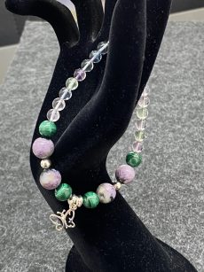 Fluorite, Malachite, Charorite & Butterfly Charm Bracelet