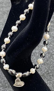 Freshwater Pearls, Hematine & Endless Love Charm Bracelet